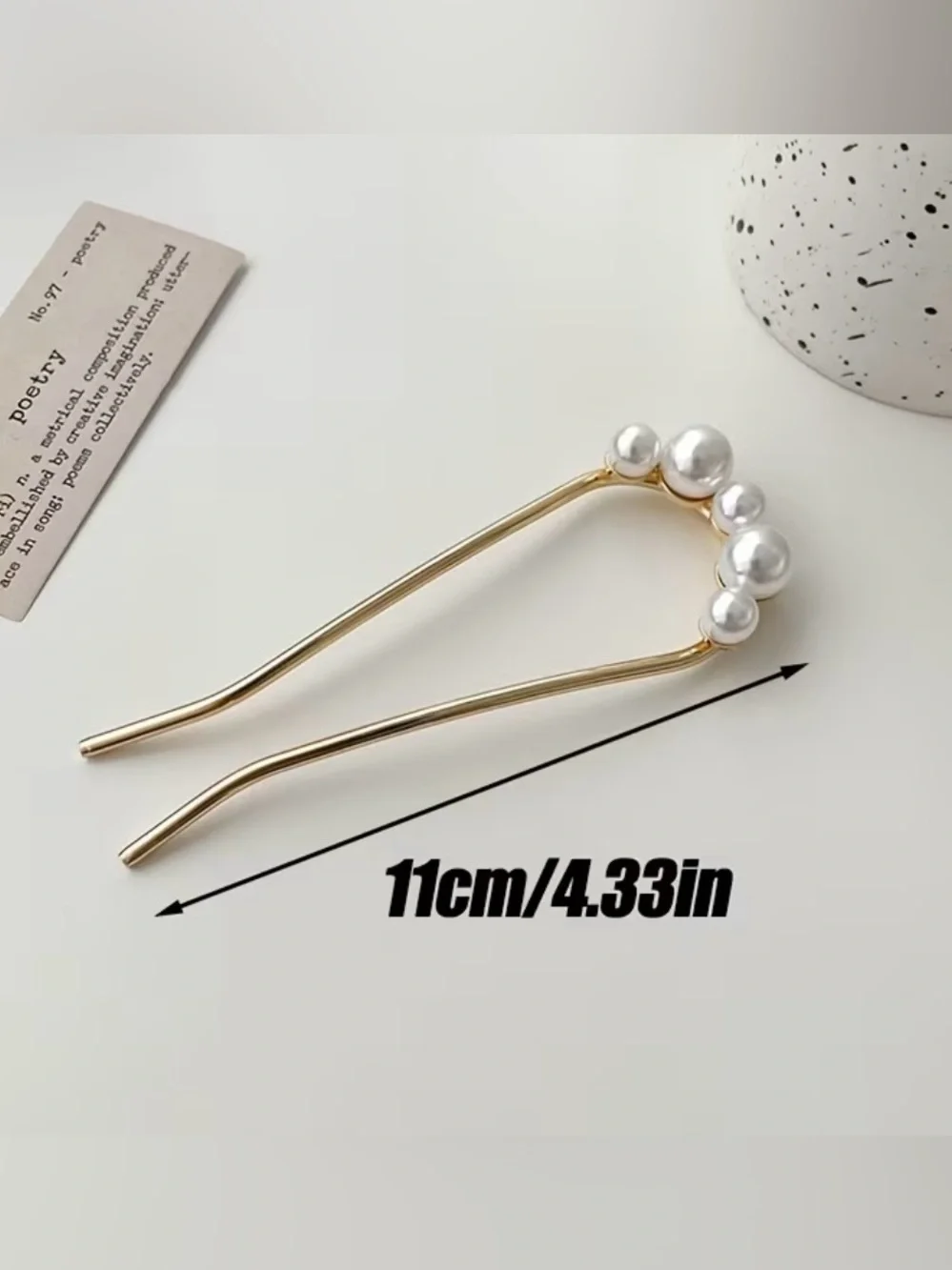 Pearl Accent Gold Hair Stick